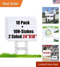 10 Large Blank Yard Signs with H-Stakes for Custom Outdoor Events - 18x24 Inches