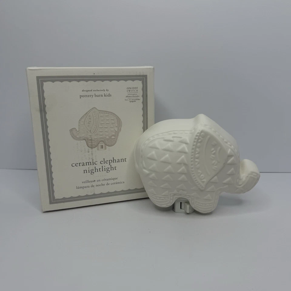 Pottery Barn Niños Cerámica Elefante Luz Nocturna Probada Funcionando Foto 2 de 4