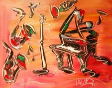 JAZZ BAND   IMPRESSIONIST  ORIGINAL OIL  PAINTING -ABSTRACT ART FY87R9RR