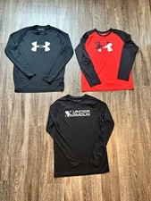 Lot of Under Armour Boys Black Red LS Loose T-Shirts Tees Tops Sz YXL XL