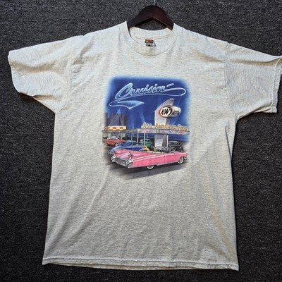 Fruit of the Loom Graphic Tee Mens XL AW Root Beer Cruisin Vintage Heather Gray