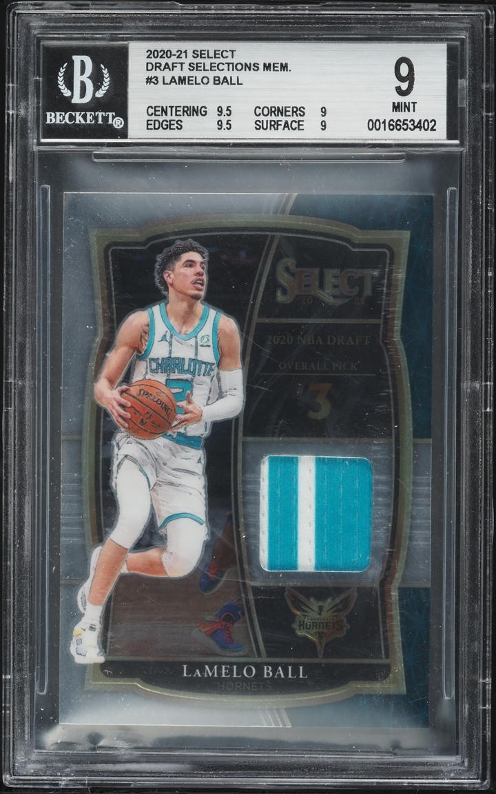 2020 Select Draft Selections Lamelo Ball PATCH ROOKIE #3 BGS 9
