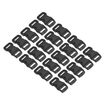 Plastic buckles, 20pcs quick side release clip for strap, webbing, black, 11mm