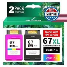 SAILNER 67XL Ink Cartridges Black/Color Combo Pack Replacement for HP 67 67XL
