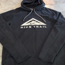 Nike Trail Dri-FIT Men's Black Fleece Pullover Hoodie Pockets Size S DV9324