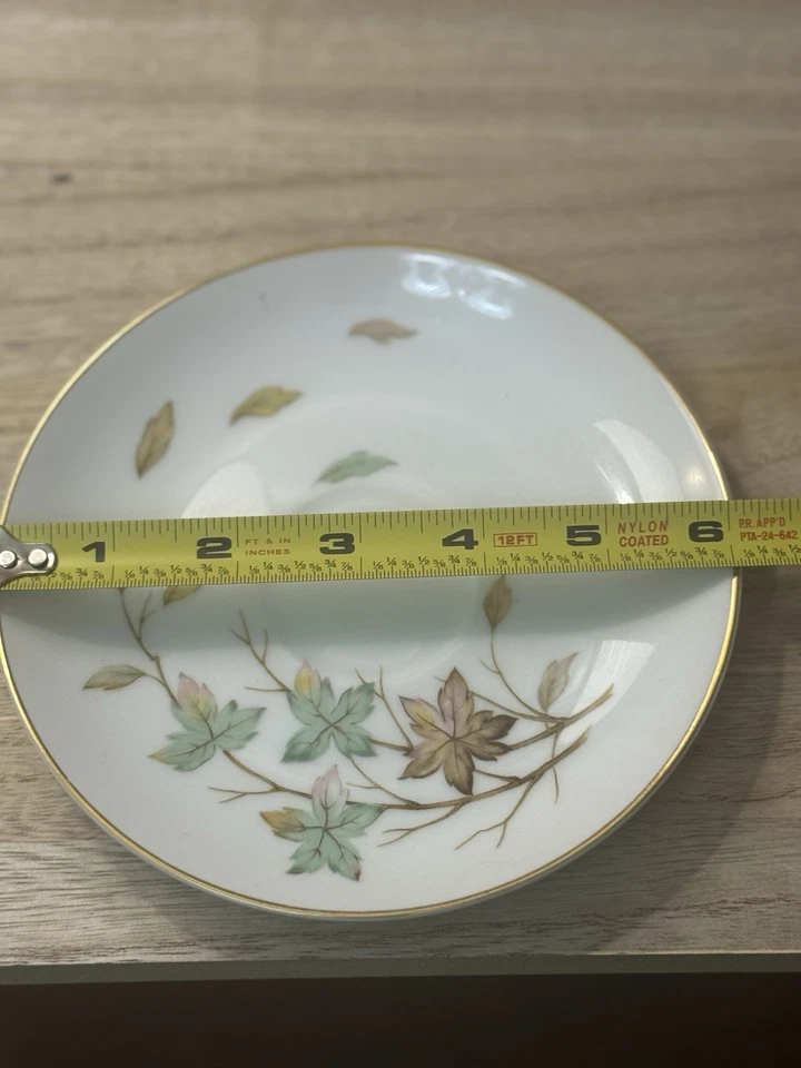 Juego de 8 tazas de té y platillos Halsey Swirling Leaves Japón diseño de hojas elegantes Foto 3 de 4