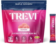TREVI Hydration Electrolytes (Exp 10/26) 28 Sticks, Raspberry, Sugar-Free