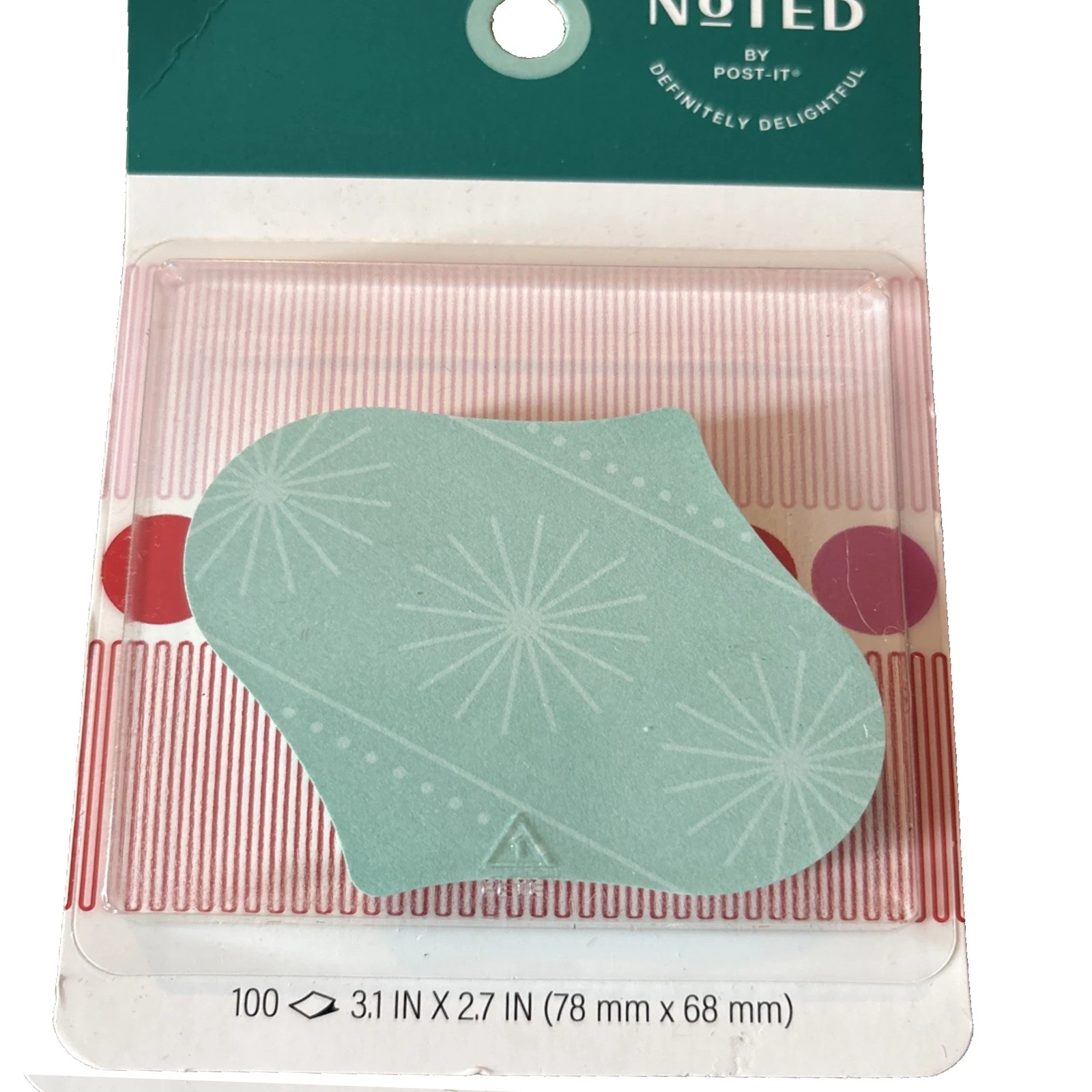 Noted by Post-It Notes Holiday Green Ornaments Design 100 Sheets NEW