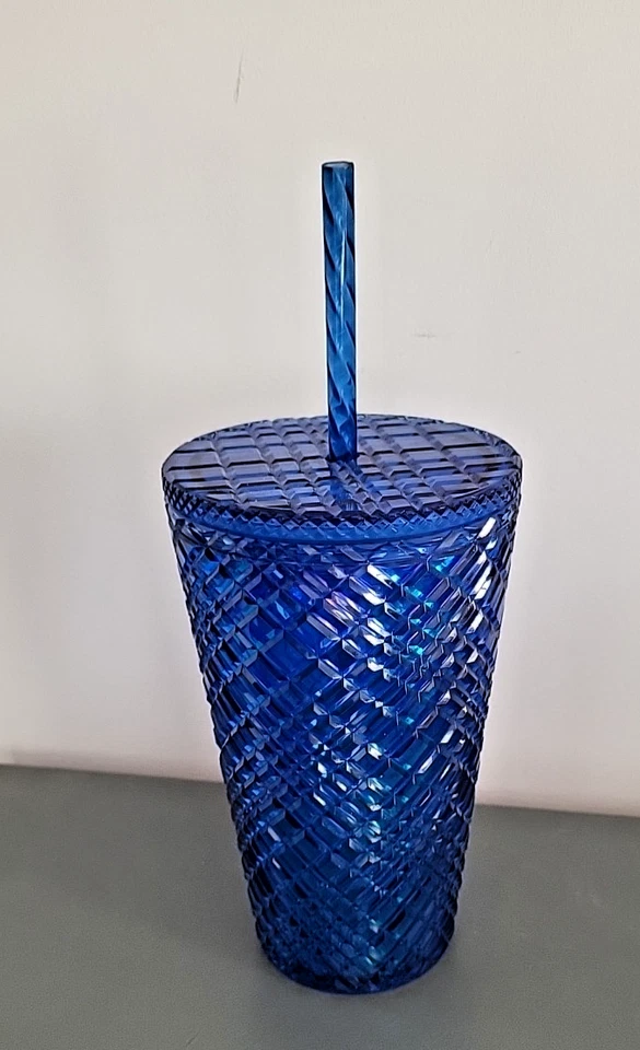 Праздничный стакан Starbucks Blue Jeweled Prism Cold Cup 16 унций с соломой - Изображение 2 из 3