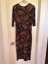 CUTE! Farm Rio MEDIUM Wild Bananas Jersey Sheath Half Sleeve Midi Dress