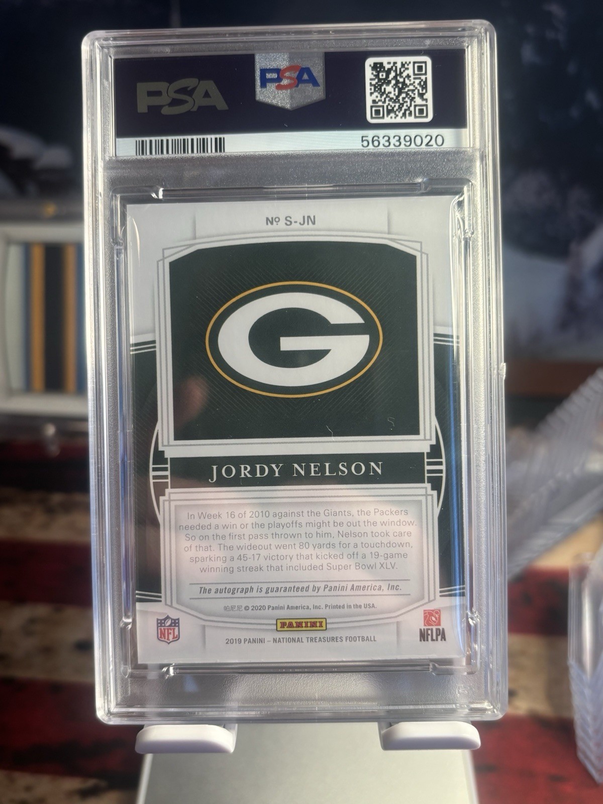 2019 Panini National Treasures Signatures Jordy Nelson Auto /25 PSA 10 POP 1 view 2