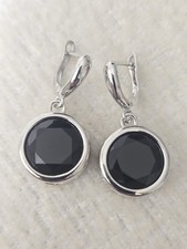 Womens Black Crystal Sterling Silver 3cm Leng...