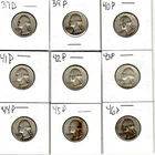 LOT/10 1937-1948 WASHINGTON QUARTERS .25$ P & D MINTS VERY GOOD CONDITION