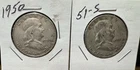 Lot 2 - Franklin Half Dollar 1950 1951-S $1 90% Silver