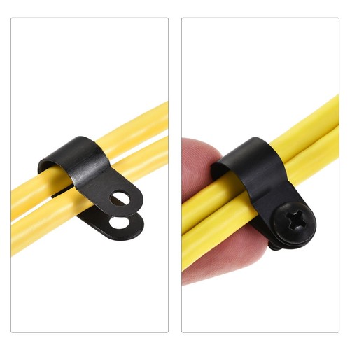 10.4mm Nylon R Type Cable Clip Wire Clamp with Screws Black 100pcs - Afbeelding 5 van 5