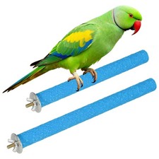 Bird Cage Perch, Parrot Grinding Claw Sticks, 8/10 Inch, Wooden, Blue, 2Pcs 