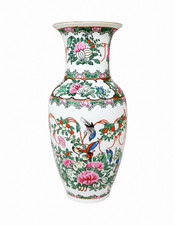 Chinesische Vase Porzellan mehrfarbig Blumen-...