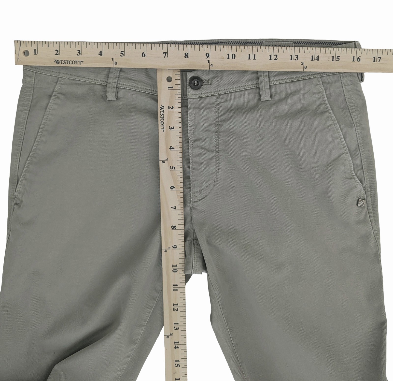 Mason's Men's 32X33 EU48 Khaki/Sage Chino Cotton Stretch Slim Pants Barely Used