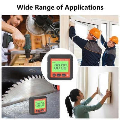 Orange Digital Level Box High Accuracy Magnetic Portable Protractor Inclinometer