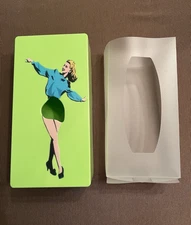 Vtg Plastic Kleenex Tissue Box Holder Lime Green Lady Dancer Bathroom Wall Mount