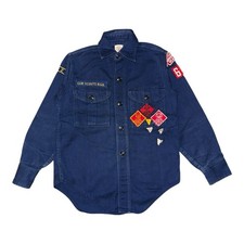 Boy Scouts of America Shirt Mens XS Navy 1960s Uniform Sanforized Patches