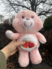 Vintage Care Bears 13" Love-a-Lot Bear Plush Pink 1983 Kenner Brown Nose 80's