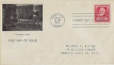 FDC '40 John Greenleaf Whittier SC#865 1er cachet fiduciaires de Whittier lieu de naissance