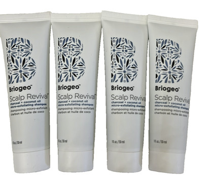 4x BRIOGEO Scalp Revival Charcoal Coconut Oil Micro Exfoliating Shampoo 1 oz