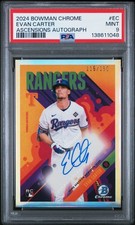 2024 BOWMAN CHROME ASCENSIONS AUTO #EC EVAN CARTER ROOKIE RC 115/150 PSA 9