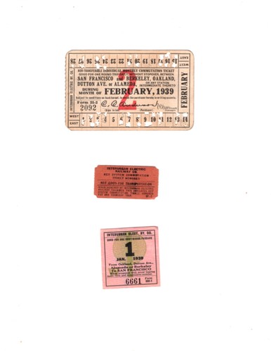 INTERURBAN ELECTRIC RAILWAY, LOT OF 3 VINTAGE 1930's TICKETS railroad (EB)