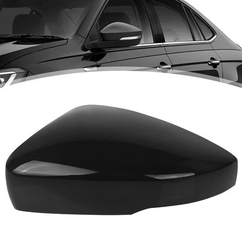 Gloss Black Left Side Wing Mirror Cover Cap Case Passenger For VW Polo 2009-2018