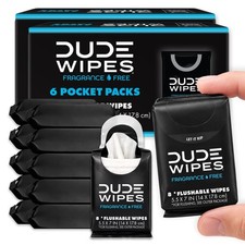 Flushable Travel Wipes, Unscented Pocket Packs for Adults, 96 Count - Hygiene Es