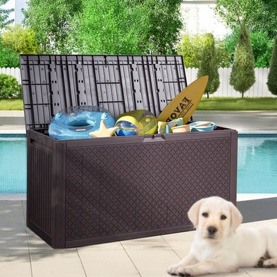 90 Gallon Deck Storage Box Plastic Container for In/Outdoor Garden Furniture