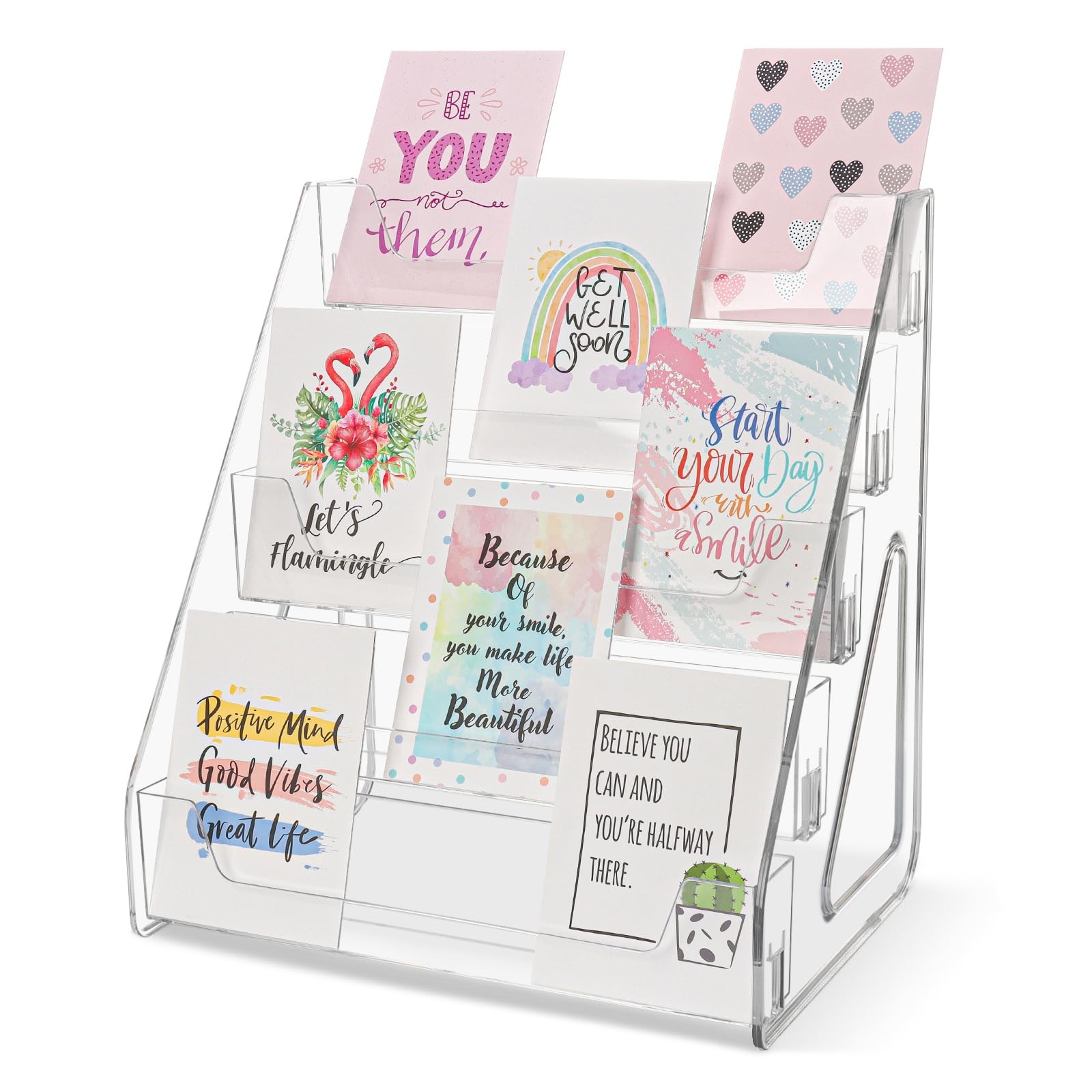Greeting Card Display Stand 5 Tier Acrylic Rack 5 Tier, Clear