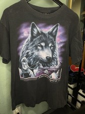 Vtg 3D Emblem Wolf Native American Spirit Sin...