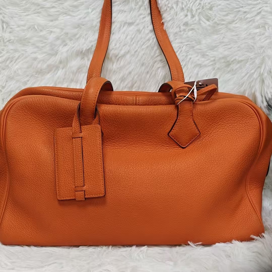 Hermes Victoria 35 Orange Togo Leather Top Handle Tote Bag | eBay
