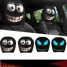 4 Stück Lustige Cartoon Auto Kopfstützenbezüge, süße lustige Cartoon Augen Auto