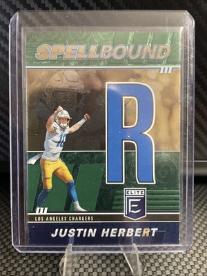 2022 Panini Donruss Elite - Spellbound Justin Herbert #SB-JH6 Green Letter R