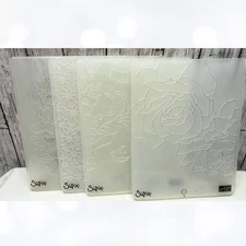 Stampin Up MANHATTAN ROSE Flowers Floral Embossing Folders Lot of 4