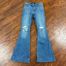 Hollister Jeans Womens 5 Flare High Rise Stretch Distressed Denim 26x31