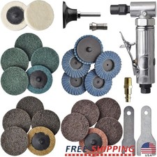1/4 Inch Pneumatic Angle Die Grinder Kit 20K RPM W/ 22 Roll Lock Discs New