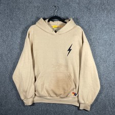 Aviator Nation Bolt Stitch Relaxed Pullover Hoodie Sand Khaki Womens Size Small