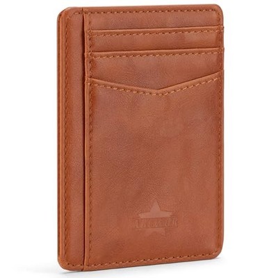 Slim Wallet Minimalist Front Pocket RFID Blocking Men and Women Leather Wallets