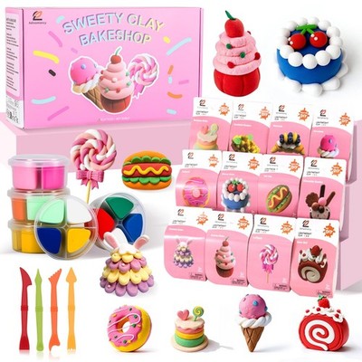 Dry Clay Kit for | 12 Pack with 4 Colors & 12 Sculpting Guides | Non-, Easy t...