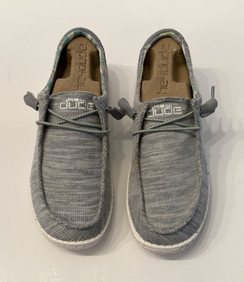 Hey Dude Wendy Stretch Pearl River Gray Women s Knit Lace-Up Sneakers - Womens 8