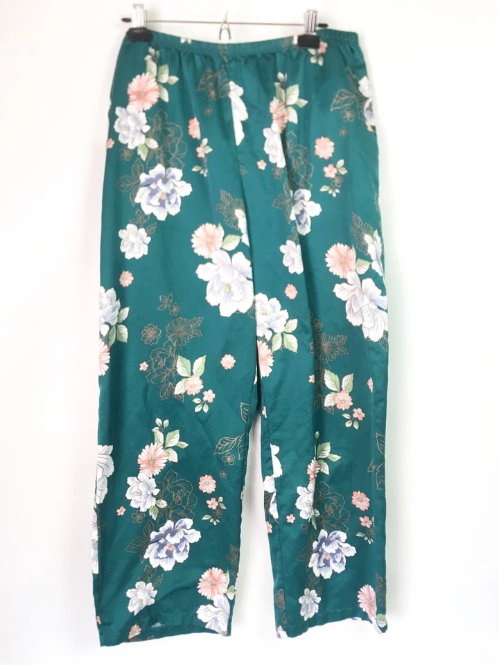 Miss Elaine Mujer 1X Conjunto Pijama Camisa Pantalones Verde Multi Cuadros Satinado PJ Foto 2 de 4