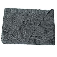 Cable Knit Cooling Toddler Blanket, Toddler 30x40 Inch  Pack of 1 Dark Grey