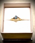 BLUE TOPAZ & SAPPHIRE Marquise Cut 18K Gold Plate 925 VTG Mother’s Day RING SZ 5 — photo 1