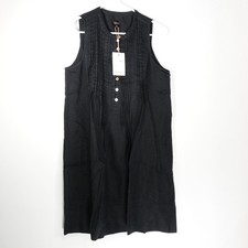 New Quince Womens European Linen Sleeveless Swing Dress Black Small 405181