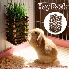 Rabbit Hay Feeder Rack Apple Wood Natural Grass Holder Feeding Holder Small Pets